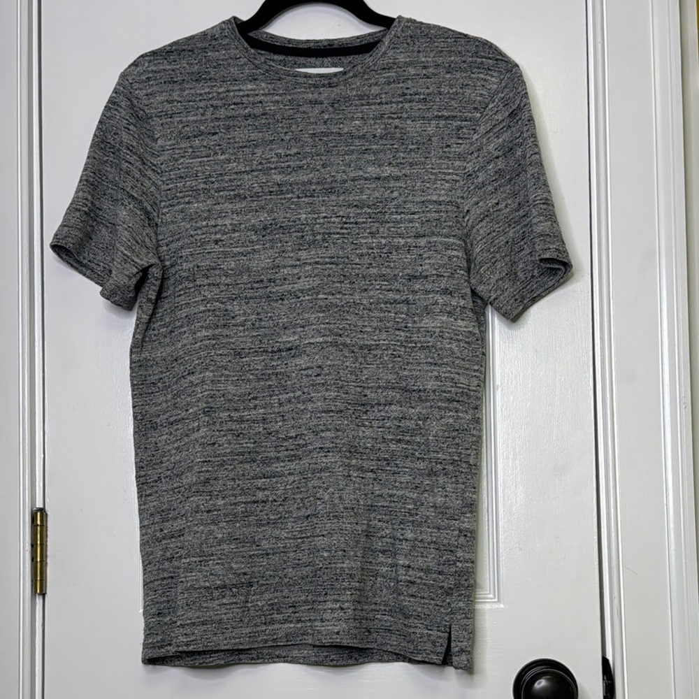 Gray Crew Neck Short Sleeve Tee with Melange Effect